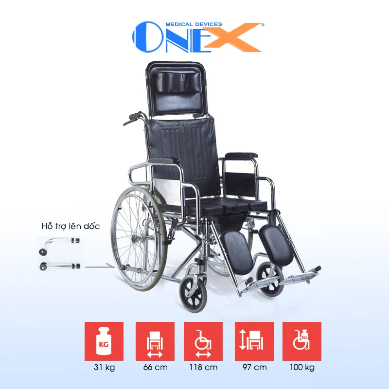 Xe lăn đa năng bô vuông bánh căm ONE-X 608GC