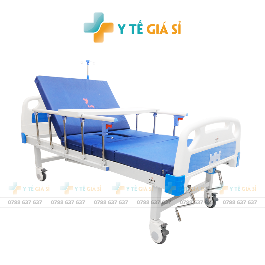 GIƯỜNG Y TẾ 3 TAY QUAY CÓ BÔ VỆ SINH ICHIGO IG-HB02P - Ảnh 3