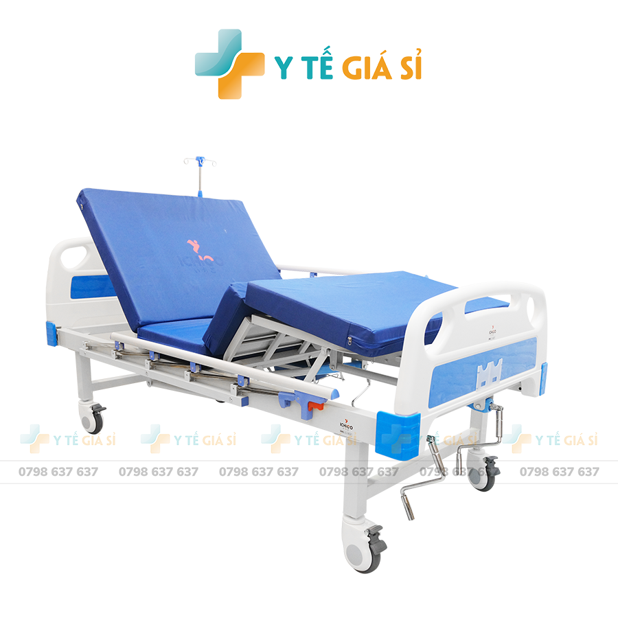 GIƯỜNG Y TẾ 3 TAY QUAY CÓ BÔ VỆ SINH ICHIGO IG-HB02P