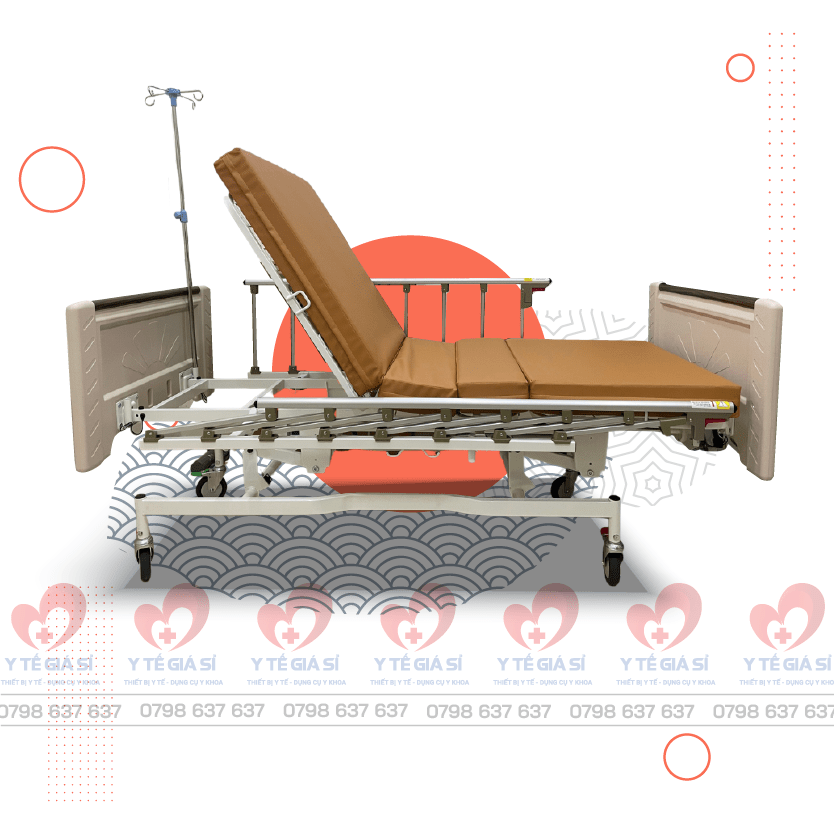 Giường bệnh nhân 2 tay quay 3 chức năng-DNH-2T-00B